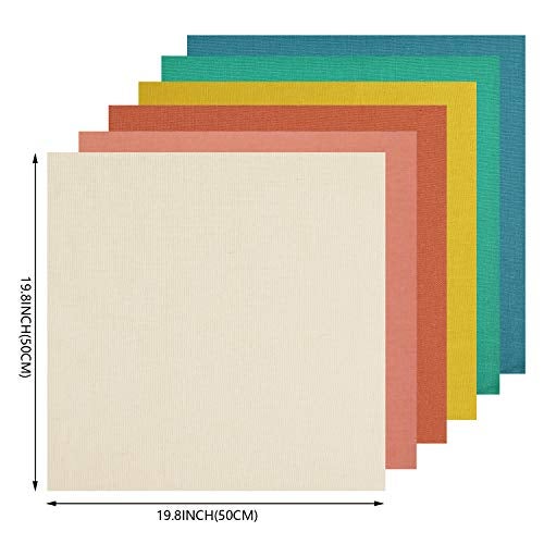 Daralis Embroidery Fabric-6 Pcs 6 Solid Colors Linen Needlework Fabric Cross Stitch Cloth for DIY Art Craft Handwork … - Image 3
