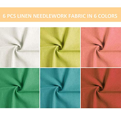 Daralis Embroidery Fabric-6 Pcs 6 Solid Colors Linen Needlework Fabric Cross Stitch Cloth for DIY Art Craft Handwork … - Image 4