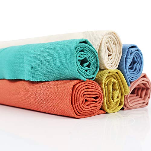 Daralis Embroidery Fabric-6 Pcs 6 Solid Colors Linen Needlework Fabric Cross Stitch Cloth for DIY Art Craft Handwork … - Image 1