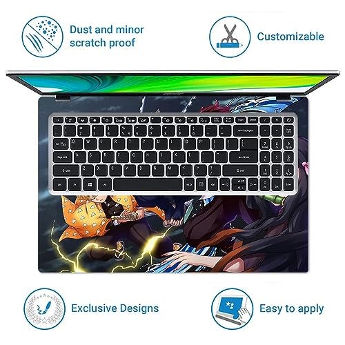 Finearts Full Body Laptop Skin Upto 15.6 inch Sticker Compatible for Dell/HP/Lenovo/Acer/Sony All Laptop Size Upto 14 to 15.6 Inch - Anime Demon Slayer DS1 - Image 3