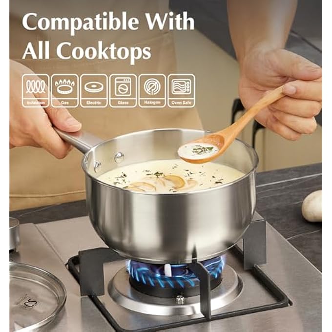 KOCH SYSTEME CS 14Cm Stainless Steel Sauce Pan Small Cooking Pot With Lid Premium Steel Saucepan Induction Milk Pan Stainless Steel Pot Oven Safe - Image 3