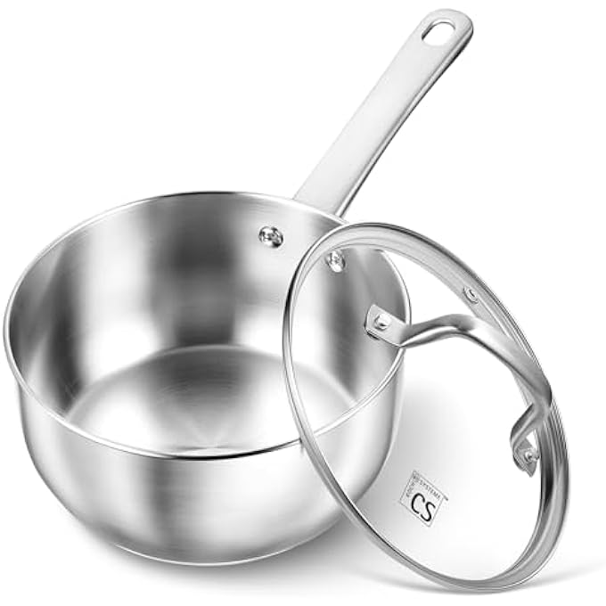 KOCH SYSTEME CS 14Cm Stainless Steel Sauce Pan Small Cooking Pot With Lid Premium Steel Saucepan Induction Milk Pan Stainless Steel Pot Oven Safe - Image 1