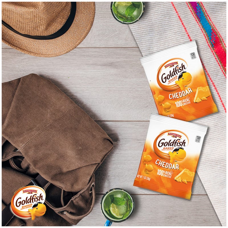 Goldfish Cheddar Cheese Crackers, Baked Snack Crackers, 1 oz On-the-Go Snack Packs, 9 Count Tray - Image 3