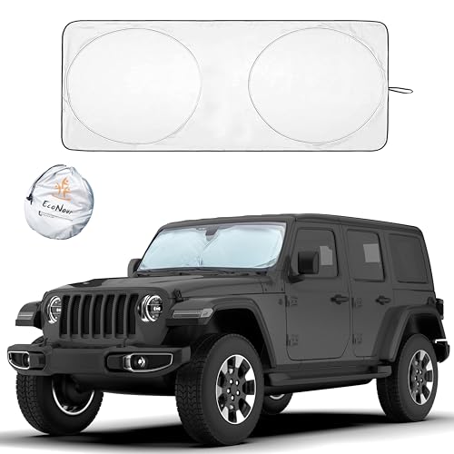 EcoNour Jeep Windshield Sunshade | Sun Visor for UV Rays & Heat Protection | Suitable for Wrangler, Gladiator | Jeep Accessories for Wrangler | X-Small - 60x21 Inches - Image 1