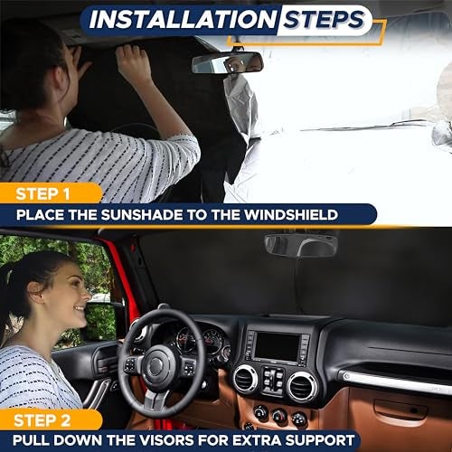 EcoNour Jeep Windshield Sunshade | Sun Visor for UV Rays & Heat Protection | Suitable for Wrangler, Gladiator | Jeep Accessories for Wrangler | X-Small - 60x21 Inches - Image 4