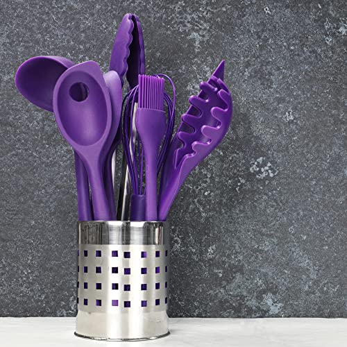 Chef Craft Premium Silicone Mixing Spoon, 11 inch, Purple - Image 3