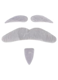 klarako Funny Fake Mustaches Eyebrows, Party Halloween Christmas Lively Fake Costume Beard, Festive Performance Cosplay Self Adhesive Novelty Mustache, White  - Image 1