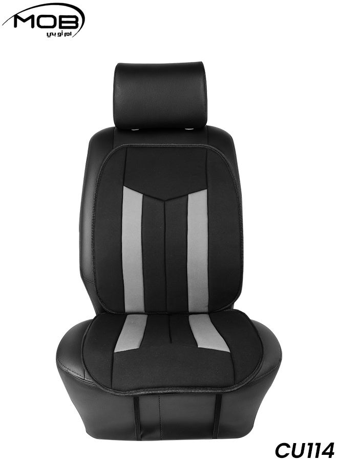 موب وسادة مقعد سيارة عالمية من جلد البولي يوريثين، غطاء مقعد أمامي مريح، تصميم مسامي، سهل التركيب، مناسب للسيارات والشاحنات وكراسي المكاتب، الموديل CU114. - Image 1