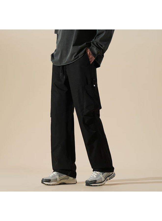 Poum American Style Outdoor Hiking Pants Men Spring Summer Sports Workwear Wide Leg Pants 6613 Black 2XL - Image 3