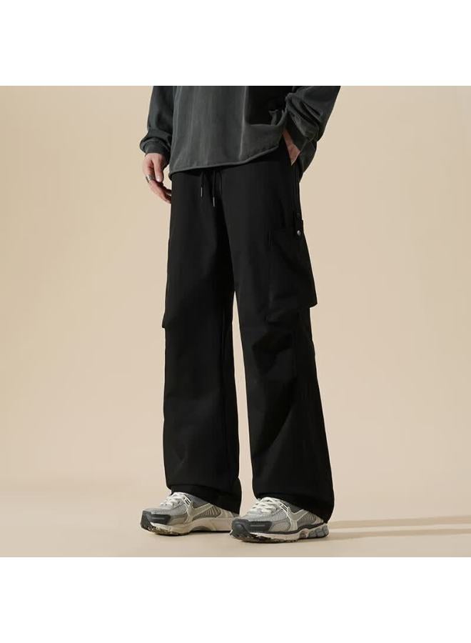 Poum American Style Outdoor Hiking Pants Men Spring Summer Sports Workwear Wide Leg Pants 6613 Black 2XL - Image 2