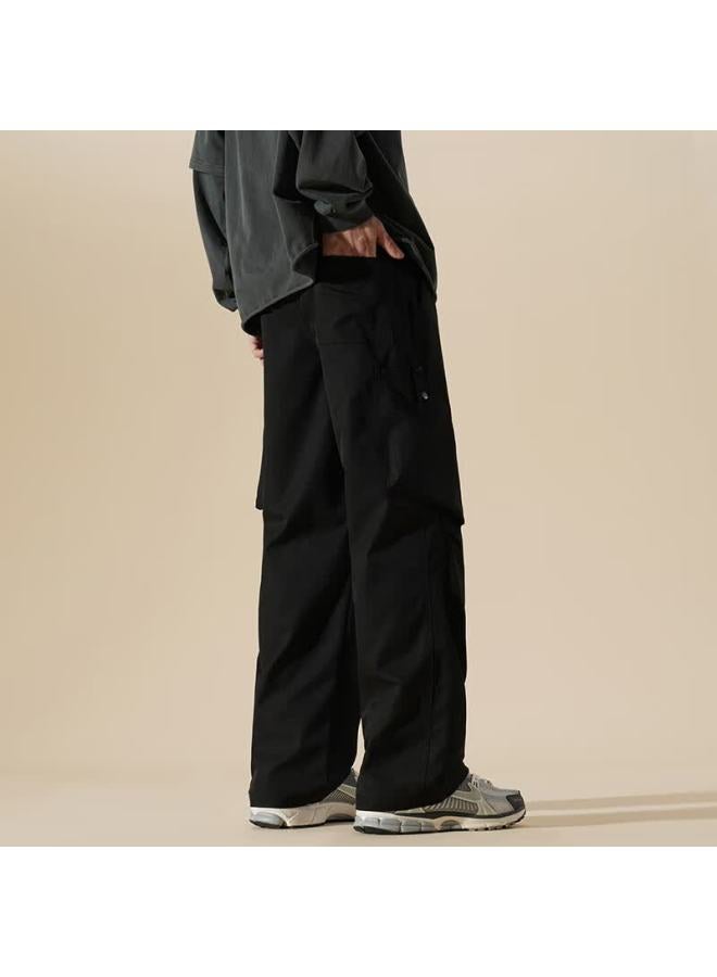 Poum American Style Outdoor Hiking Pants Men Spring Summer Sports Workwear Wide Leg Pants 6613 Black 2XL - Image 5