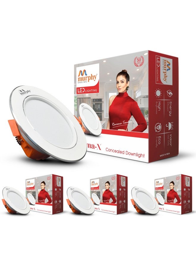 MURPHY Murphy Croma 9W Concealed LED Downlight | Pack of 4 | Warm White |Aluminium Finish | Eye-Caring & Long-Lasting Brightness | 2 Years Warranty | Suited for 3 Inch Junction Box - Image 1