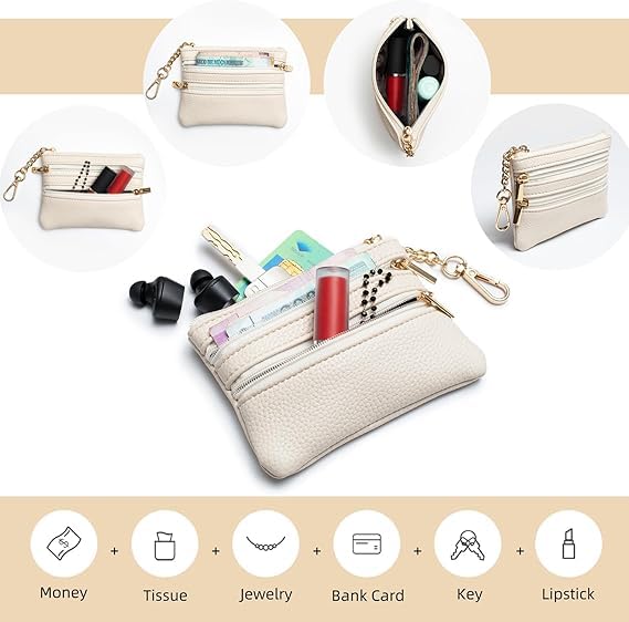 KHOLAD Phone Wrist Strap with Zipped Pouch Clip & Go Strap for Mobile with Leather Wallet Crossbody Adjustable Buckle Chain Lanyard - Comfortable & Durable Accessory for Stylish Women (WHITE) - Image 3