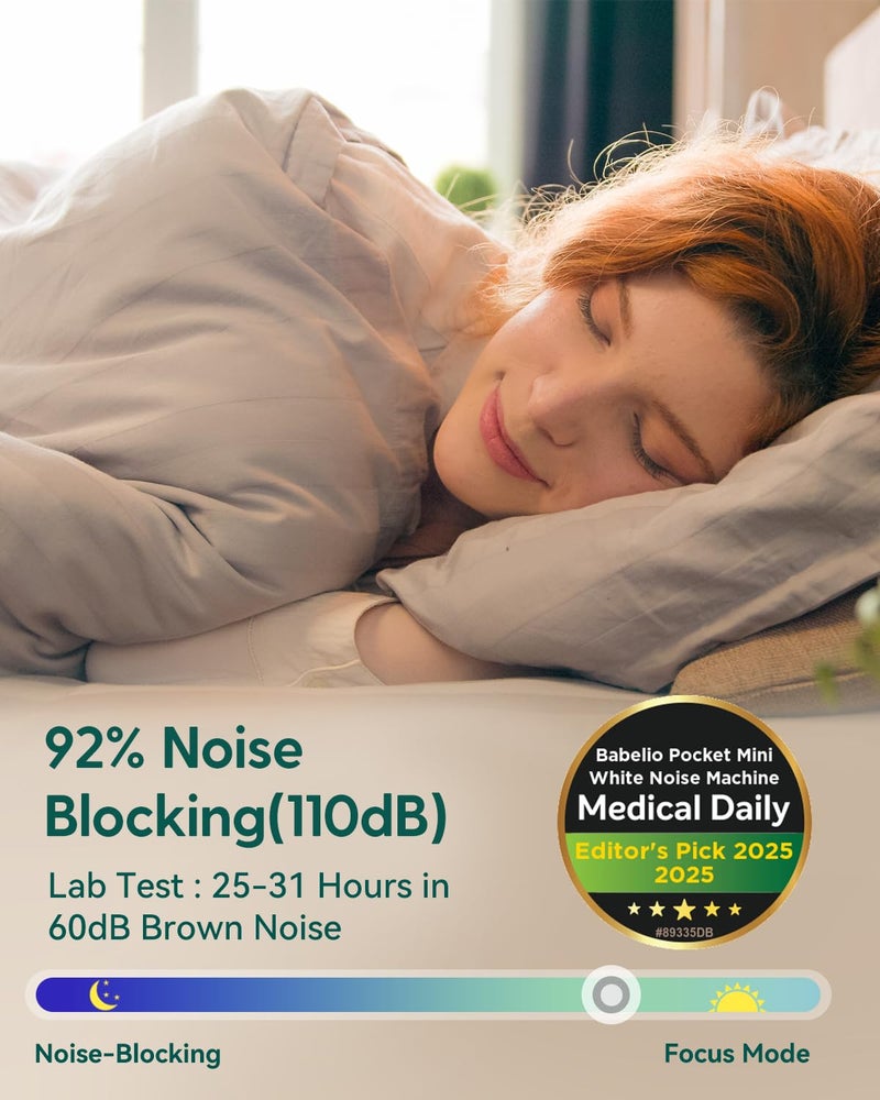 BABELIO آلة الضوضاء البيضاء الصغيرة آلة صوتية للبالغين والأطفال والرضع | 15 صوتًا غير متكرر | مؤقت | سهلة الحمل والسفر - أبيض - Image 3