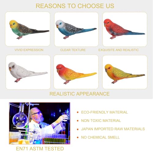 JOKFEICE Birds Figures - 6pcs Realistic ParrotToys Animal Figures Set - Simulated Plastic Animal Models Toys Kids Educational Toys for Boys and Girls - Image 3