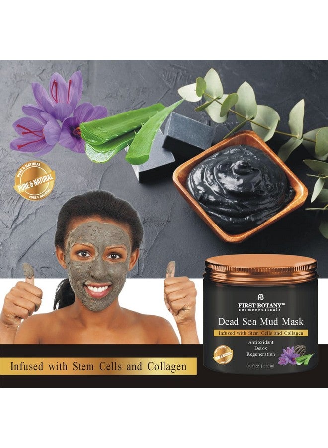 First Botany, 100% Natural Mineral-Infused Dead Sea Mud Mask 8.8oz Stem Cells Facial Treatment Skin Cleanser Pore Reducer Anti Aging Acne Treatment Blackhead Remover Cellulite & Natural Moisturizer - Image 2