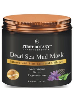 First Botany First Botany, 100% Natural Mineral-Infused Dead Sea Mud Mask 8.8oz Stem Cells Facial Treatment Skin Cleanser Pore Reducer Anti Aging Acne Treatment Blackhead Remover Cellulite & Natural Moisturizer  - Image 1