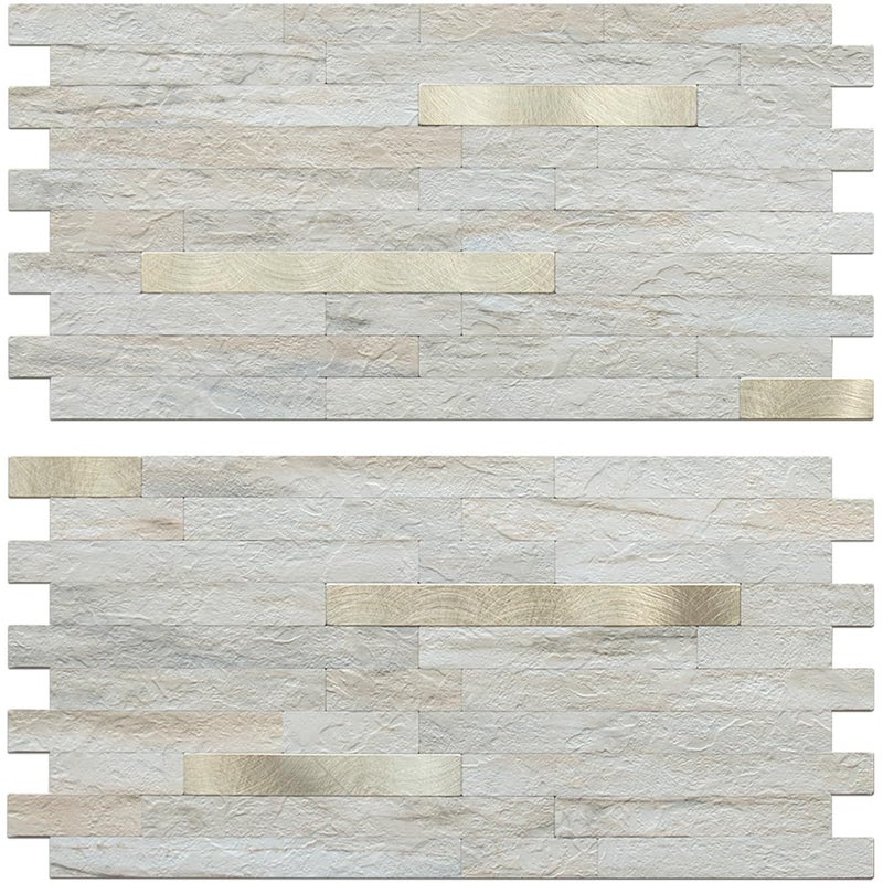 AULIGET Faux Stone Peel and Stick Backsplash, PVC Wall Tile Stick on Backsplash for Kitchen and Bathroom (2, Beige Marble Look) - Image 1