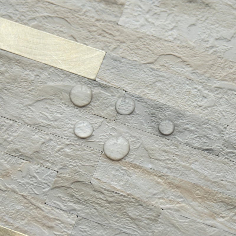 AULIGET Faux Stone Peel and Stick Backsplash, PVC Wall Tile Stick on Backsplash for Kitchen and Bathroom (2, Beige Marble Look) - Image 3