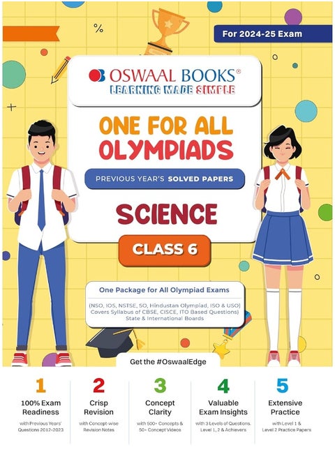 Oswaal One For All Olympiad Class 6 Science | Previous Years Solved Papers | For 2024-25 Exam
