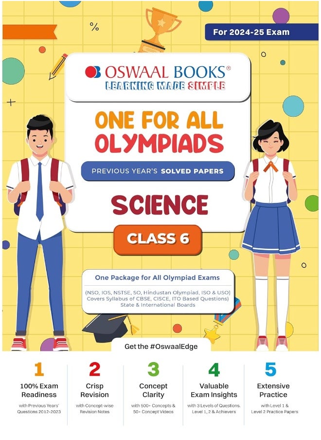 Oswaal One For All Olympiad Class 6 Science | Previous Years Solved Papers | For 2024-25 Exam  - Image 1