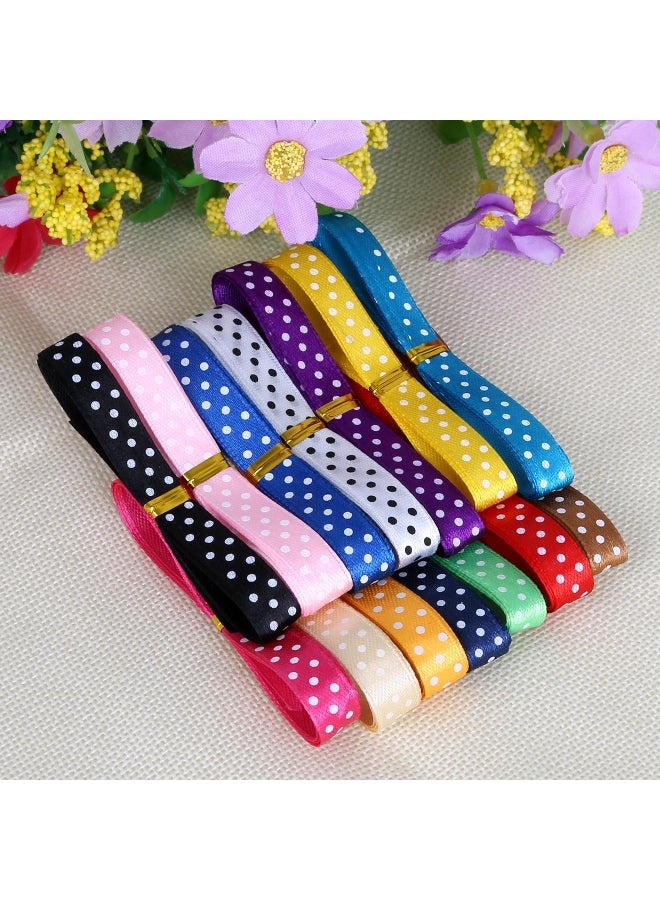 Generic 15Meter Printed Dot Printed Satin Ribbon Single Webbing Headband Hair For DIY Craft Bows Garments Accessory 