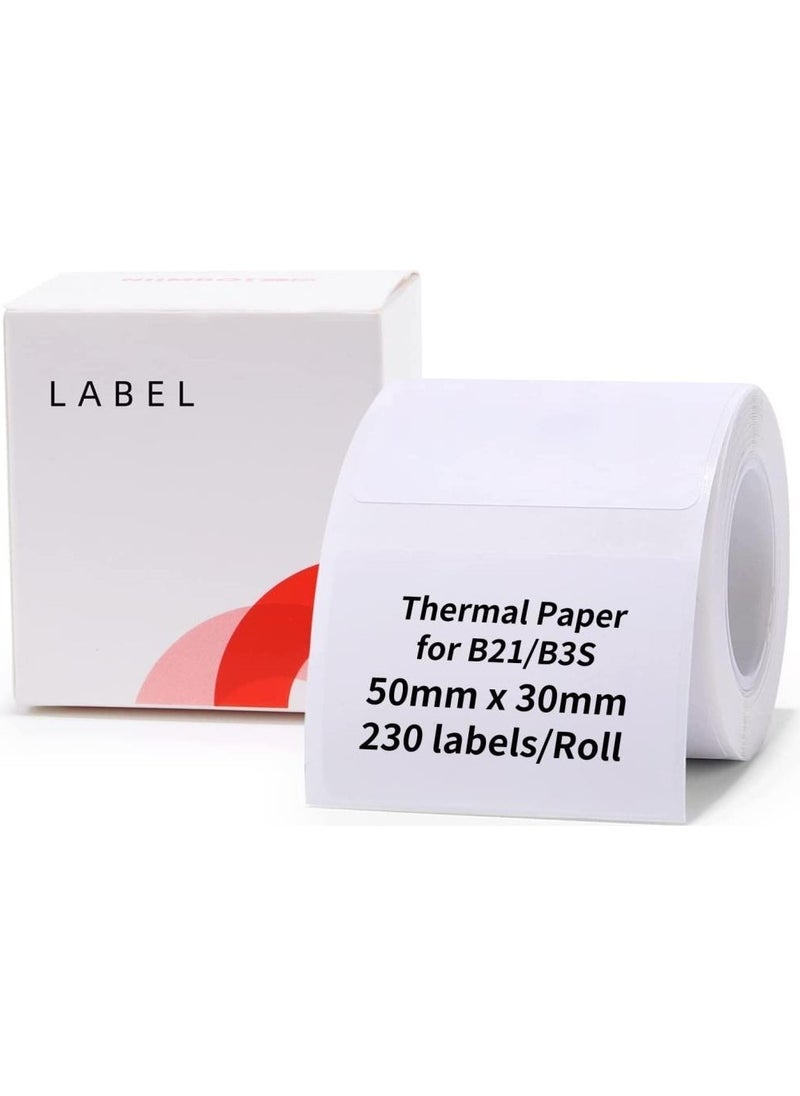 NIIMBOT - 50X30MM White Labels For B21/B1/B3S 230 Pieces Tear-proof, Water and Oil-proof - Image 1