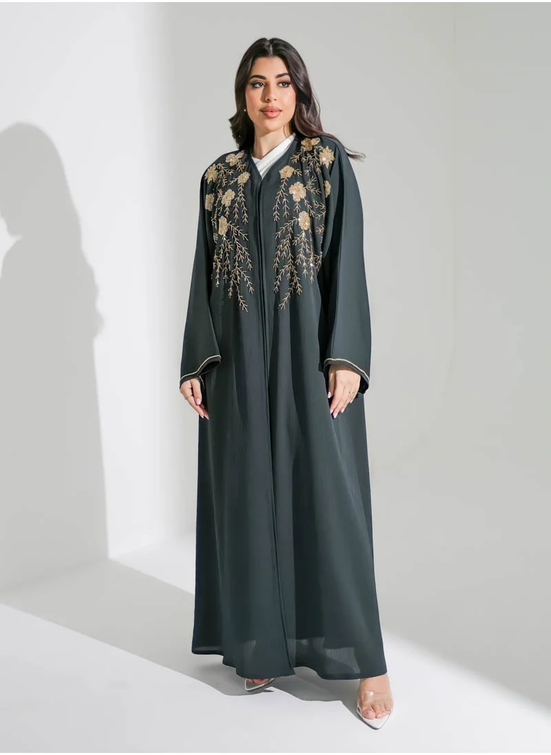 آرا Dark Green abaya with Embellishments