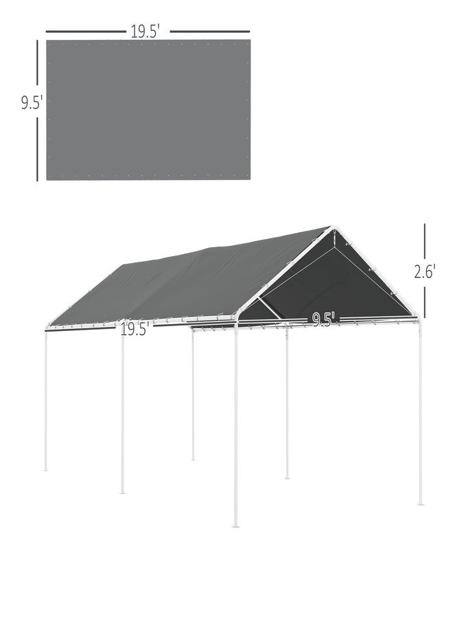 Outsunny 10' x 20' Carport Replacement Top Canopy Cover, UV Resistant and Water Resistant Car Port Portable Garage Tent Cover with Ball Bungee Cords, Dark Gray, Only Cover - Image 3
