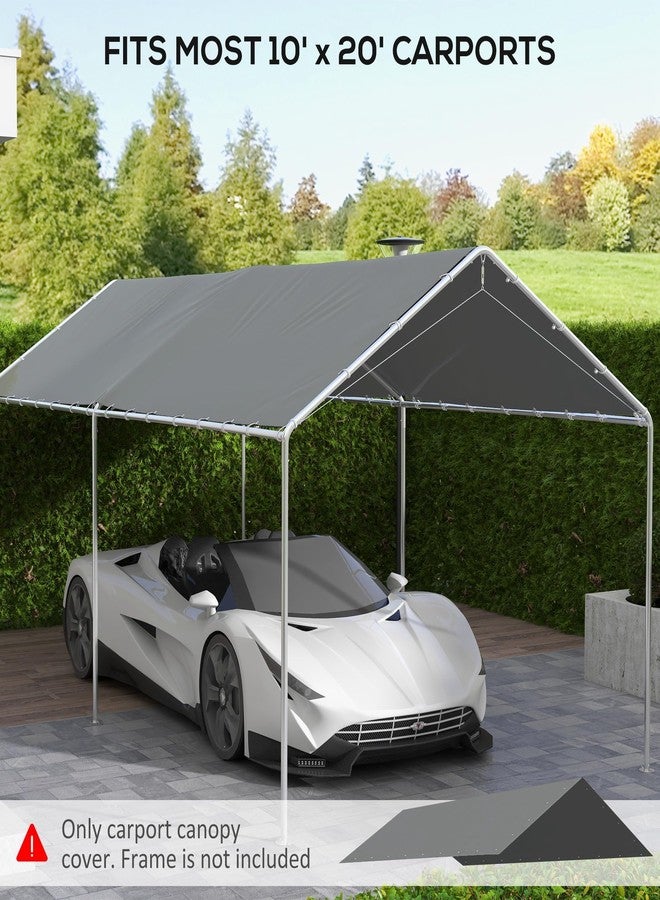 Outsunny 10' x 20' Carport Replacement Top Canopy Cover, UV Resistant and Water Resistant Car Port Portable Garage Tent Cover with Ball Bungee Cords, Dark Gray, Only Cover - Image 4