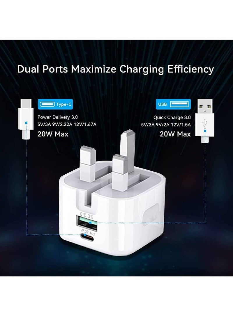GENNEXT - 20W USB C Charger Block, 2-Ports [USB-C + USB] Charging Station, QC PD3.0 GaN Fast Charging Block, Type C Power Adapter for iPad Pro/iPhone/Samsung Note/Galaxy (Not with Cable) - Image 1