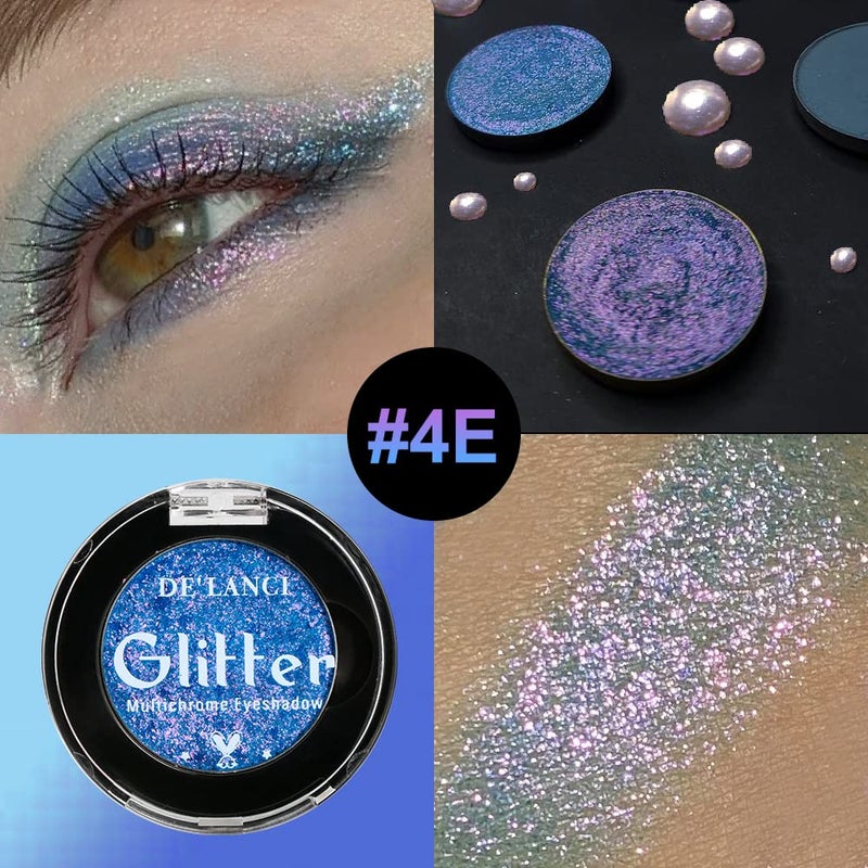 Afflano Holographic Eyeshadow Glitter, Color Change Multichrome Eyeshadow Silver Blue Shimmer Metallic Eye Makeup, Sparkling Pigment Chameleon Duo Chrome Eye shadow for Blue Eye Makeup - Image 2