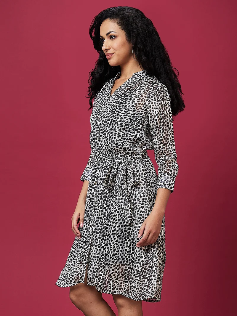 globus Globus Women Animal Printed Belted A-Line Dress Comes With A Inner