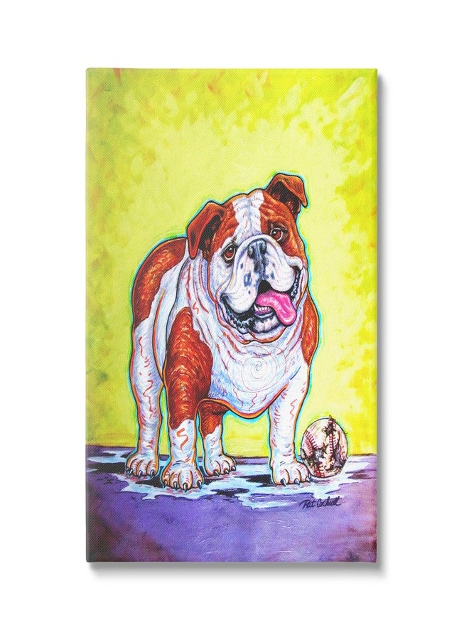 Stupell Industries Bulldog with Baseball Canvas Wall Art Design by Pat Cockrell - Image 1