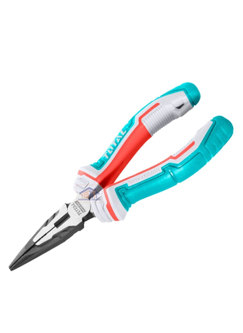 TOTAL - Total High Leverage Long Nose Pliers 6" | Energy-Saving Cr-V Steel Design | Comfortable TPR Handle with Crimping, Nail Holder, and Spanner Functions - Image 1