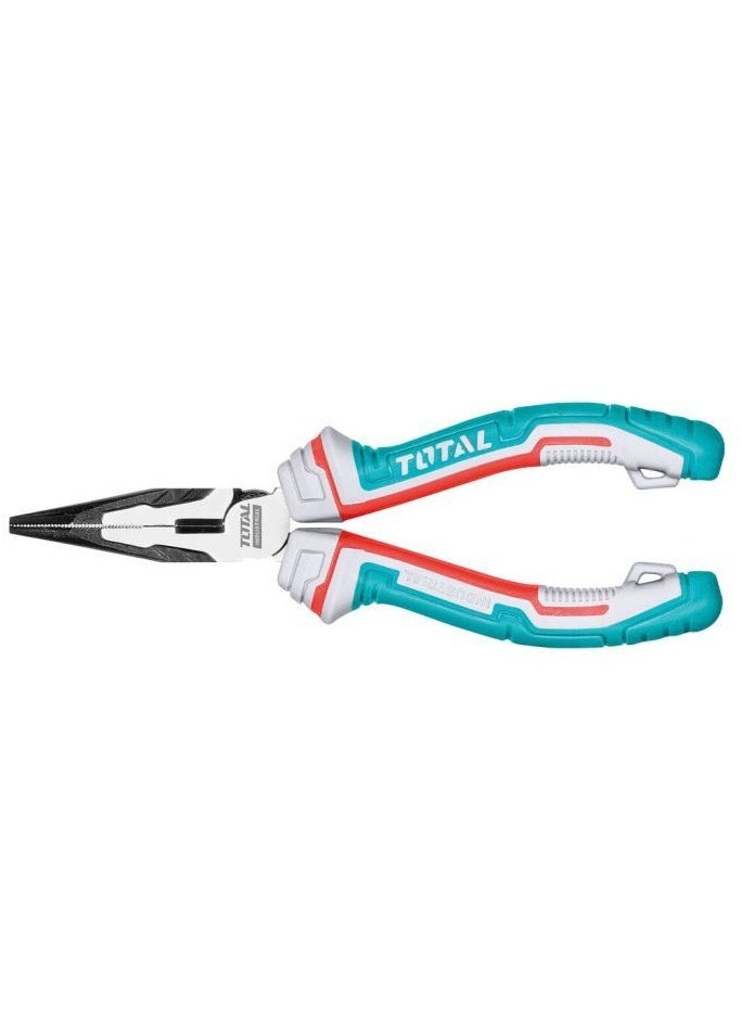 TOTAL - Total High Leverage Long Nose Pliers 6" | Energy-Saving Cr-V Steel Design | Comfortable TPR Handle with Crimping, Nail Holder, and Spanner Functions - Image 1