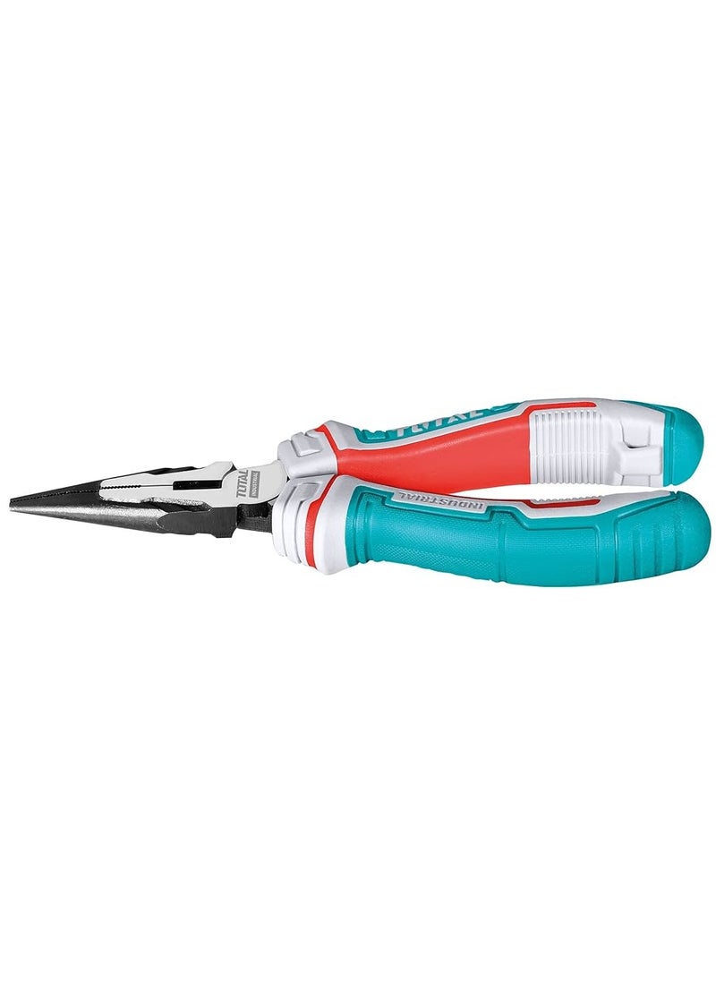 TOTAL - Total High Leverage Long Nose Pliers 6" | Energy-Saving Cr-V Steel Design | Comfortable TPR Handle with Crimping, Nail Holder, and Spanner Functions - Image 1