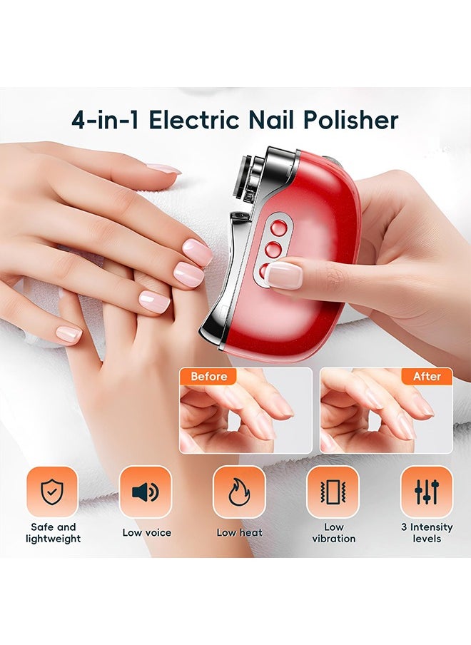 Bincoo 3 in 1 Rechargeable Electric Portable Fingernail Cutter Nail Clipper Fingernail Trimmer, Polisher & Clip Storage, USB Rechargeable Automatic Nail File for Baby, Kids, Adult Gift Red  - Image 4