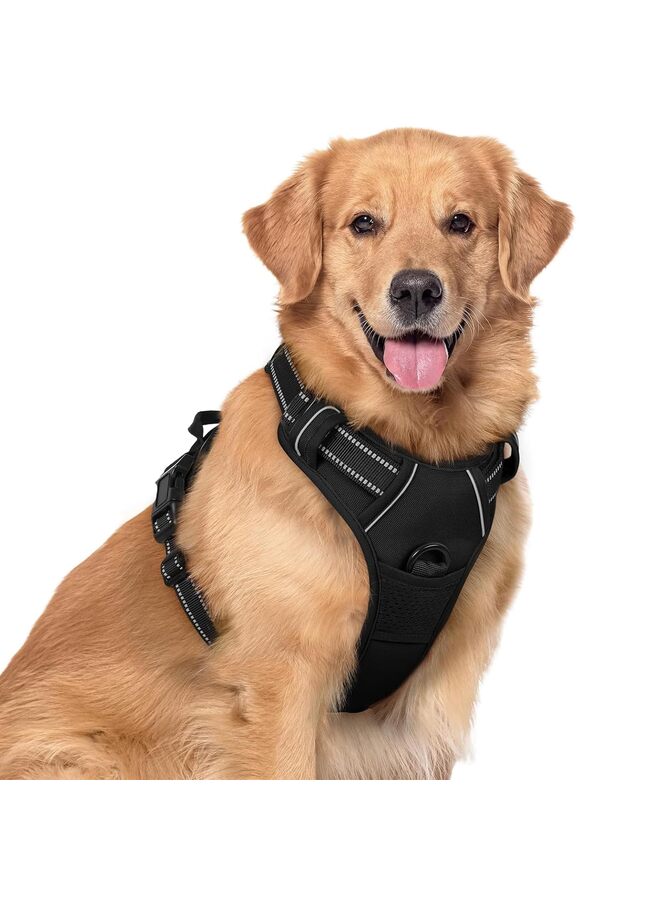 Dog Harness No Pull, Velcro Adjustable Soft Padded,No Choke Pet Vest with Easy Control Handle for Large Dogs, Black,XL - Image 1