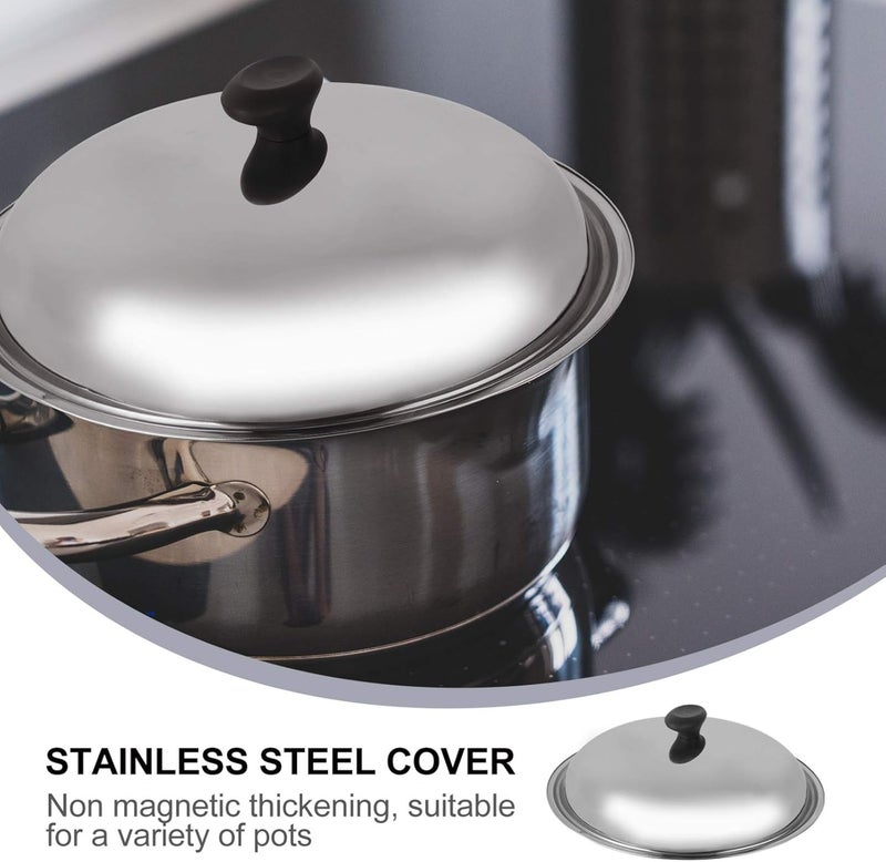 woobles Wok Lid 14 Inch Universal Pot Lid Stainless Steel Pan Lid Frying Pan Cover Cookware Lids Replacement Lid with Handle for Pots Pans Fry Pan Skillet Steel Pan Cover- - Image 4