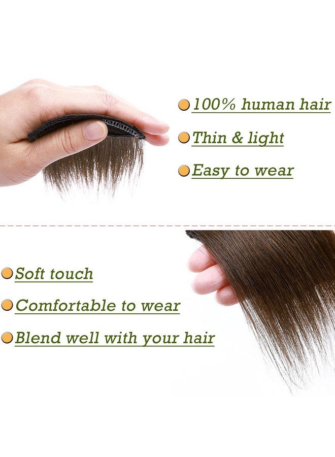 SEGO Ego Clip In Mini Hair Piece 2 Clips Remy Human Extensions Short Straight Hairpieces Invisible Hairpin For Thinning Adding Volume Natural Cushion High 4 Medium Brown 8 Inch 12G 0.9171 Ounce - Image 4