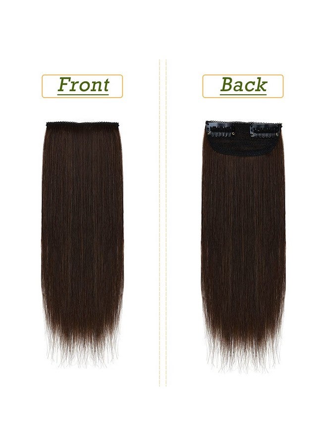 SEGO Ego Clip In Mini Hair Piece 2 Clips Remy Human Extensions Short Straight Hairpieces Invisible Hairpin For Thinning Adding Volume Natural Cushion High 4 Medium Brown 8 Inch 12G 0.9171 Ounce - Image 3