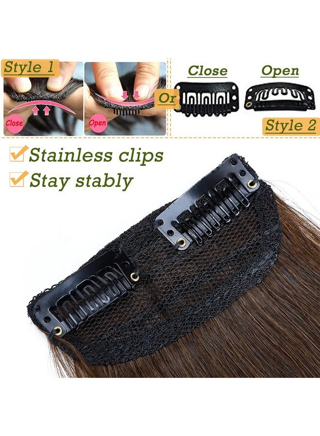 SEGO Ego Clip In Mini Hair Piece 2 Clips Remy Human Extensions Short Straight Hairpieces Invisible Hairpin For Thinning Adding Volume Natural Cushion High 4 Medium Brown 8 Inch 12G 0.9171 Ounce - Image 5
