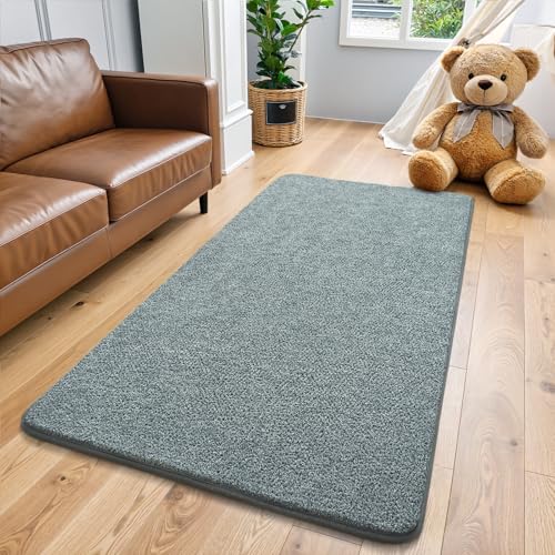 Keeko Soft 2x4 Small Runner Rug Bedside Rugs for Bedroom Indoor Runner Hallway Carpets Non Slip Living Room Area Throw Rugs Memory Foam Laundry Room Rug for Teen Kids Boys Dorm Room Decor Grey - Image 1