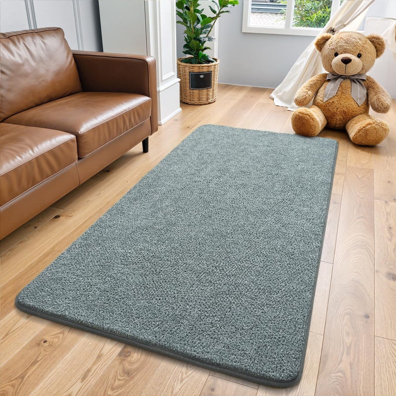 Keeko Soft 2x4 Small Runner Rug Bedside Rugs for Bedroom Indoor Runner Hallway Carpets Non Slip Living Room Area Throw Rugs Memory Foam Laundry Room Rug for Teen Kids Boys Dorm Room Decor Grey - Image 2