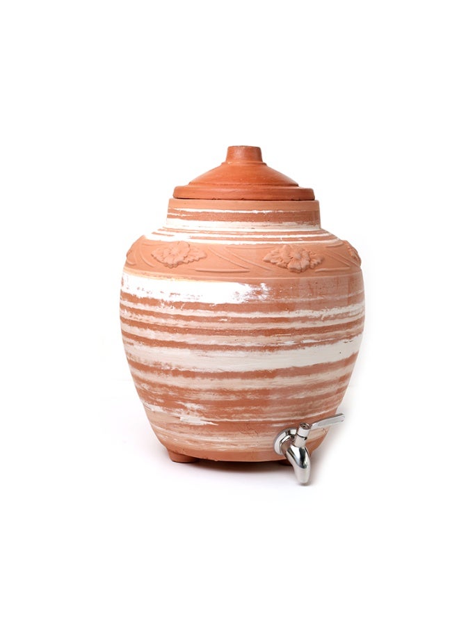 ارك موزّع مياه من التيراكوتا بسعة 11 لتر من ARK مع صنبور من الستانلس ستيل | وعاء ماء طيني مصنوع يدويًا بأسلوب نيريكومي مع غطاء | مطكة تبريد طبيعي توضع على الطاولة للمنزل والمجلس والمكتب - Image 3