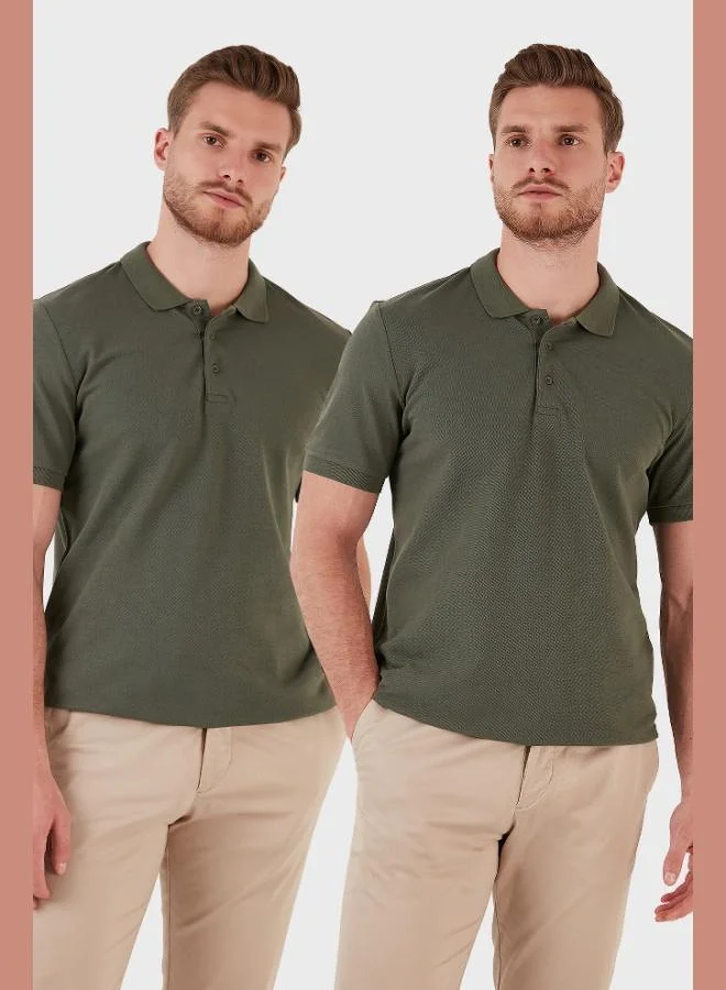 بوراتي تيشيرت بولو رجالي قطن بياقة قميص قطعتين