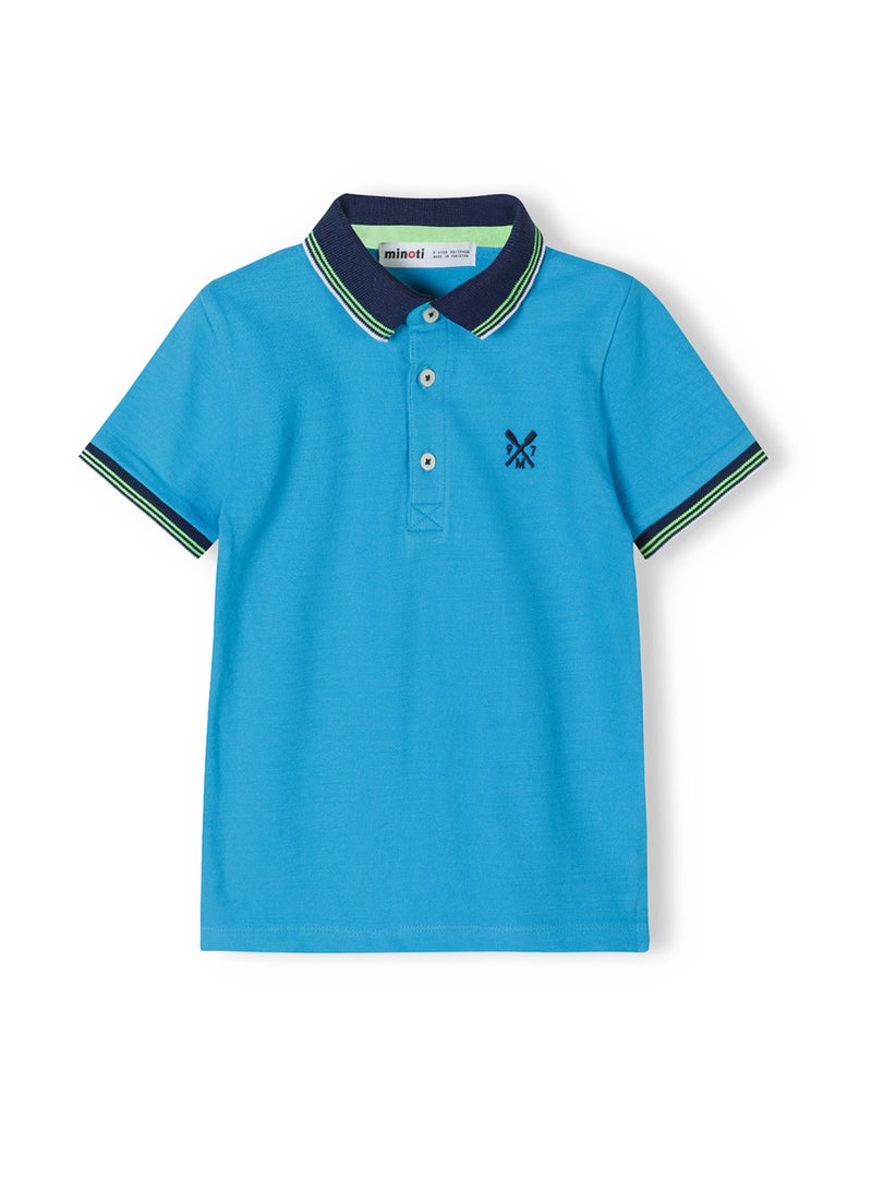 MINOTI Boys' Short Sleeve Polo Shirt with Button Placket - Image 1