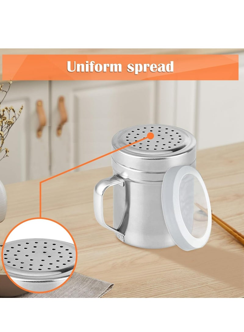 Oasisgalore 2Pcs Metal Salt Pepper Dredge Shakers Seasoning Jar Spice Shakers with Handle Hole And Cover(Medium-10OZ) - Image 4