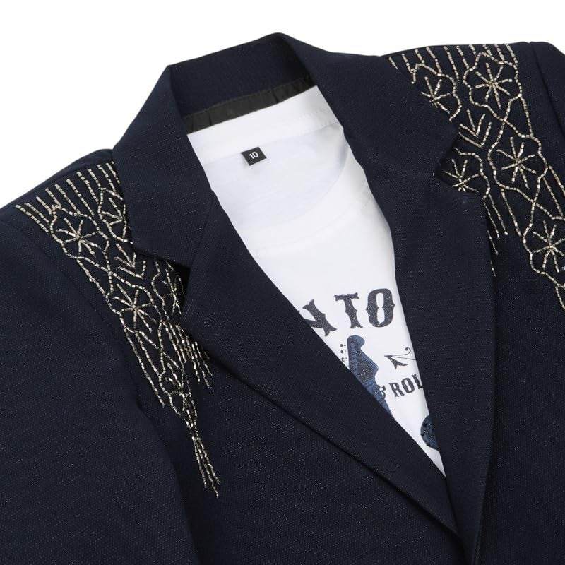 CHARCHIT Boys Regular Fit Handwork Blazer and T-Shirt in Navy - Image 5